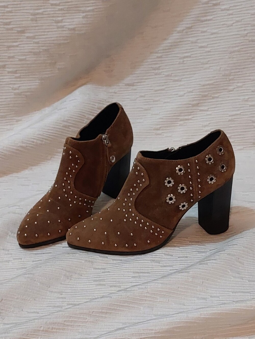 Geox Brown Suede Studded Ankle Booties Size 7/38